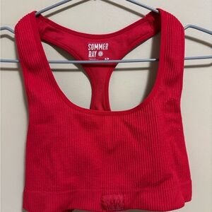 Sommer Ray Red Ribbed Sports Bra